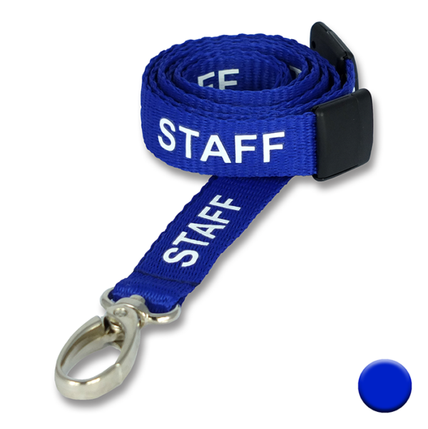 15mm Recycled Blue Staff Lanyards with Metal Clip - JFK Binding ...