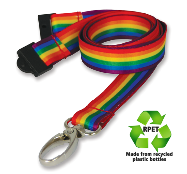 15mm Recycled Rainbow Lanyards With A Metal Lobster Clip - Image 2